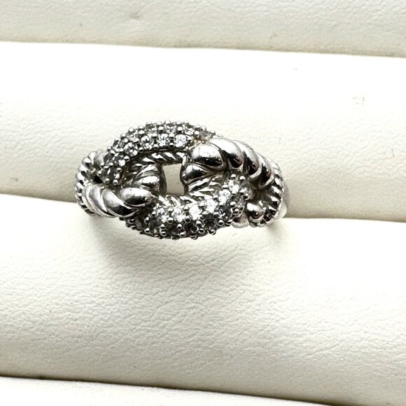 Judith Ripka Womens Ring Sterling Silver Knot Design Cubic Zirconia Size 8 - Picture 1 of 3